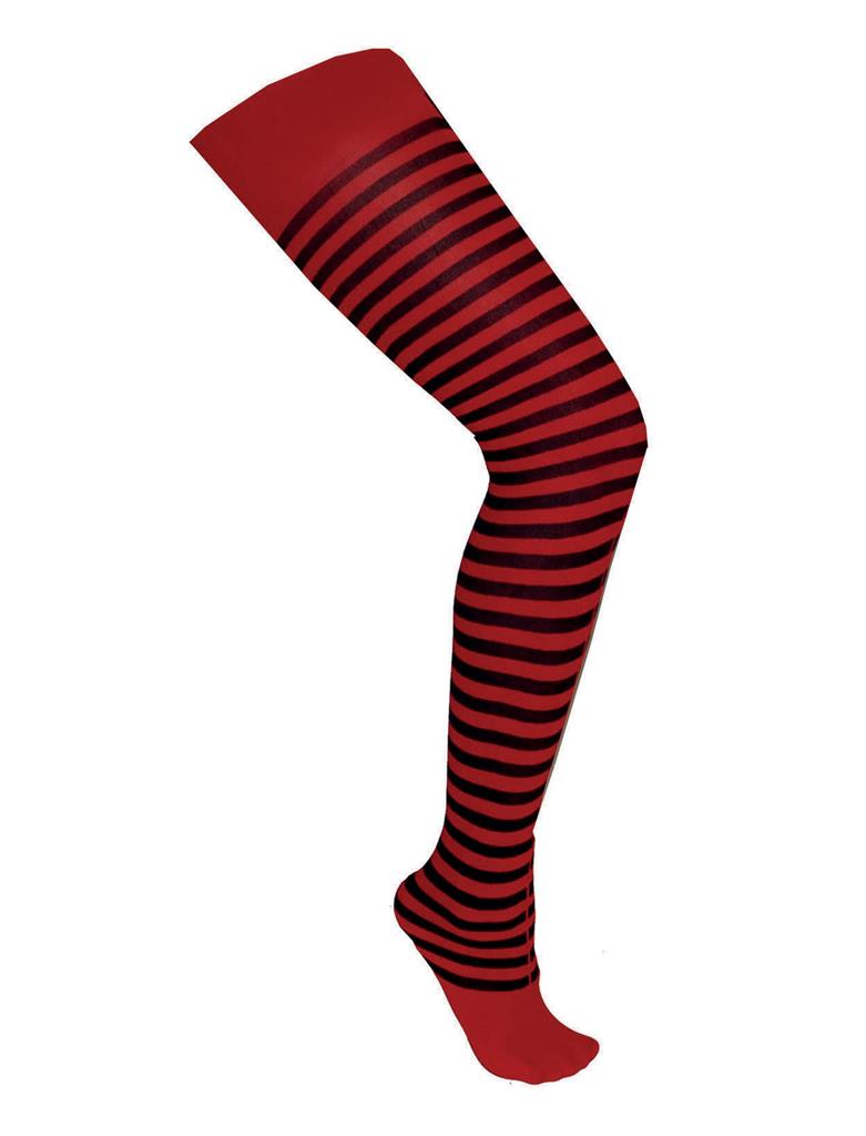 Rood zwart gestreepte panty
