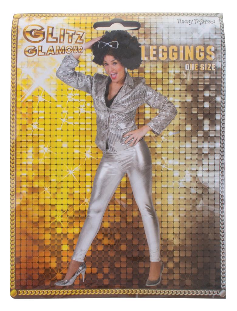 Zilveren glanzende legging