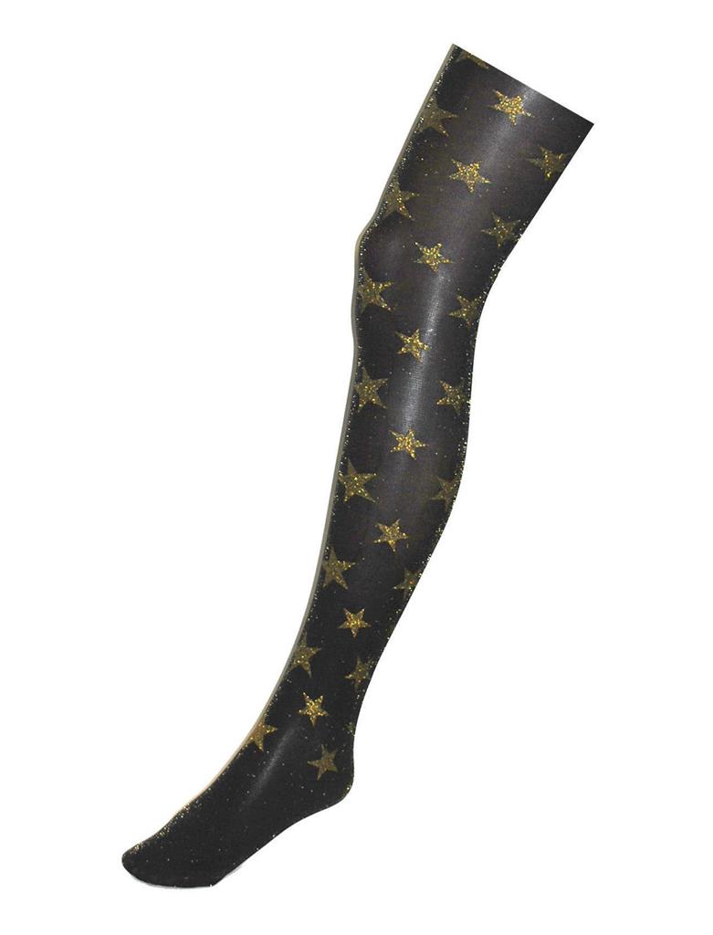 Zwarte panty met gouden glitter sterren
