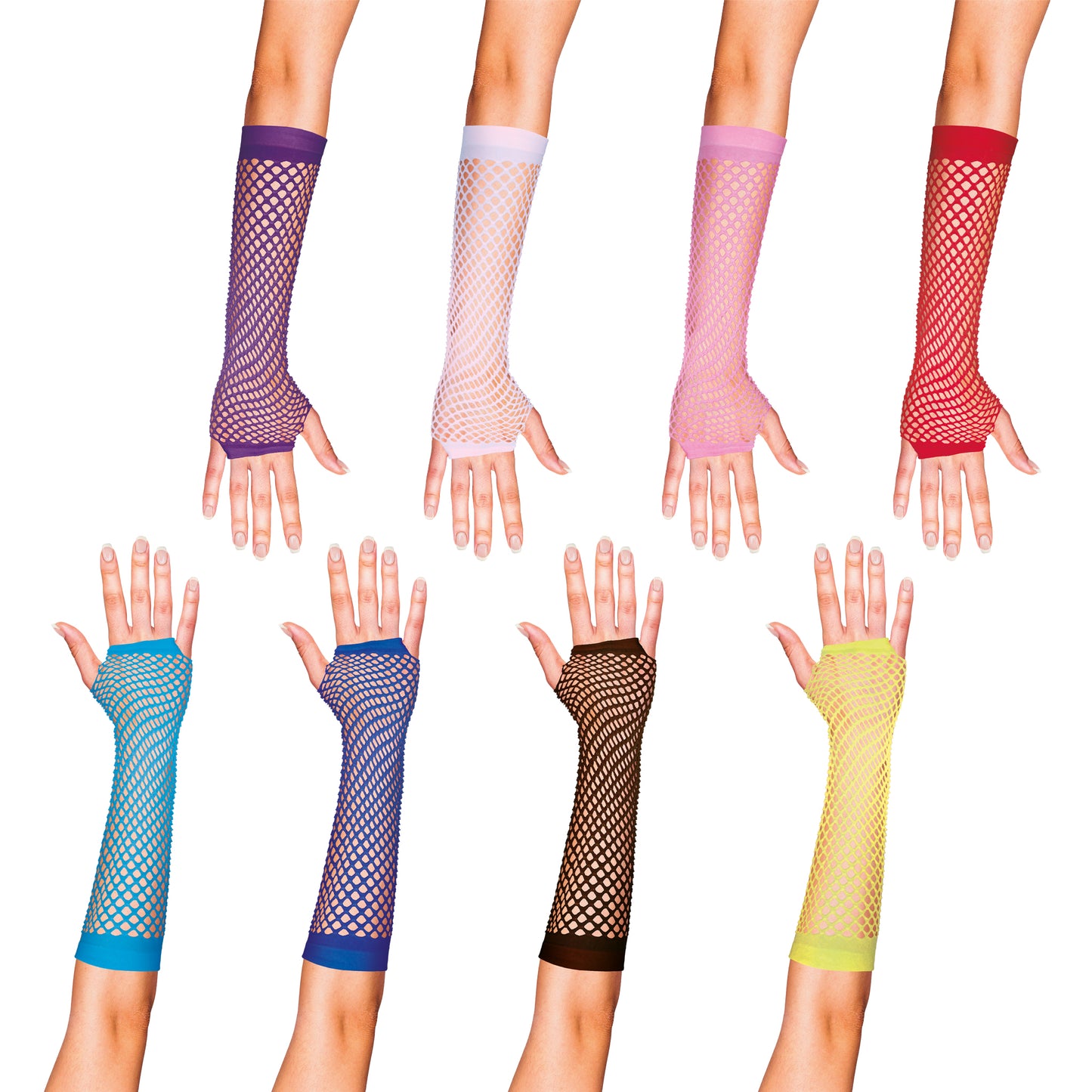 Paarse visnet handschoenen lang model