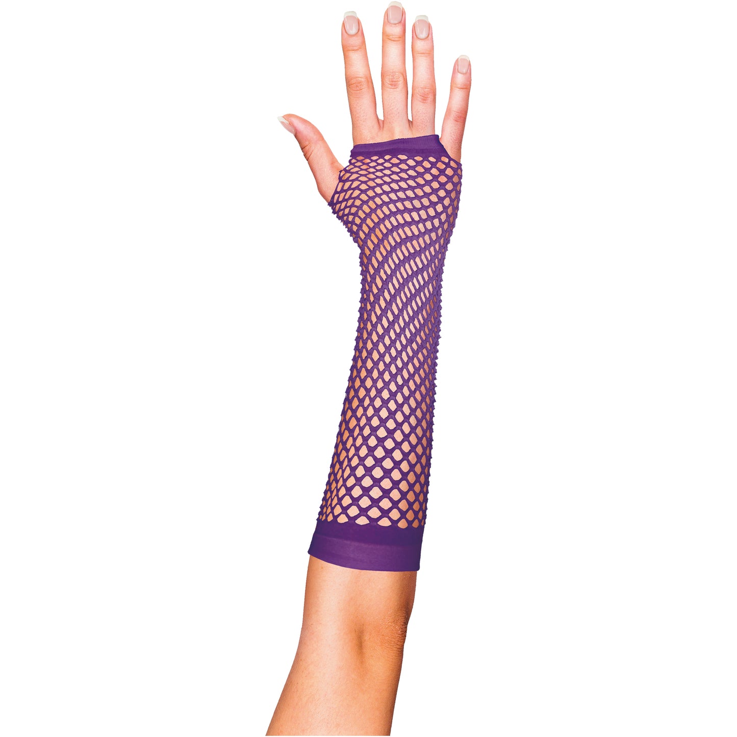 Paarse visnet handschoenen lang model