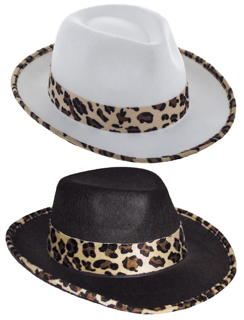 Zwarte Maffia hoed met luipaard print