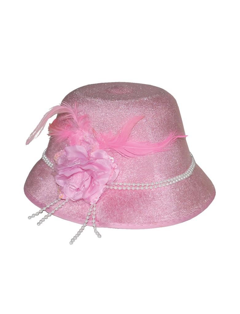 Hoed met bloem roze