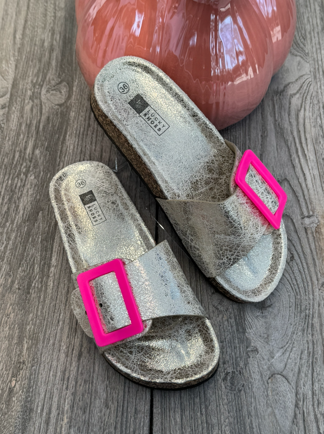 Golden Slipper met roze gesp #LS310