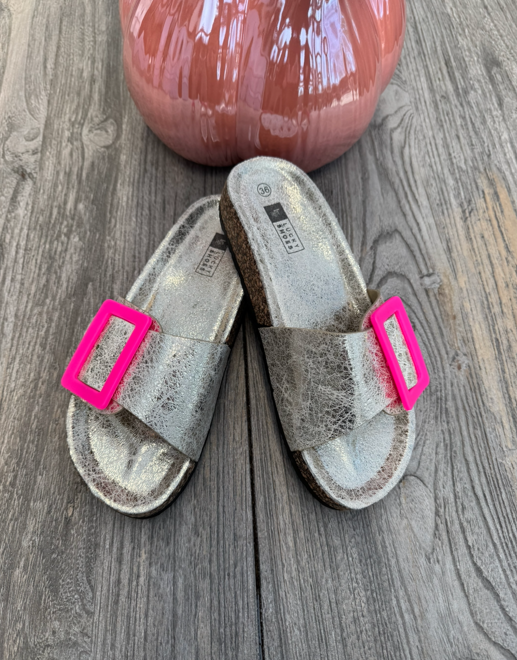 Golden Slipper met roze gesp #LS310