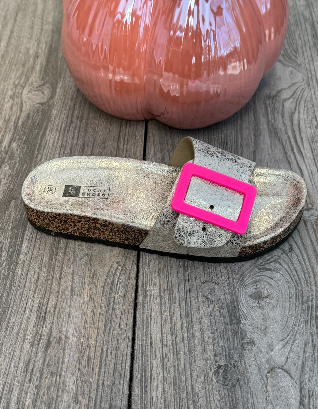 Golden Slipper met roze gesp #LS310