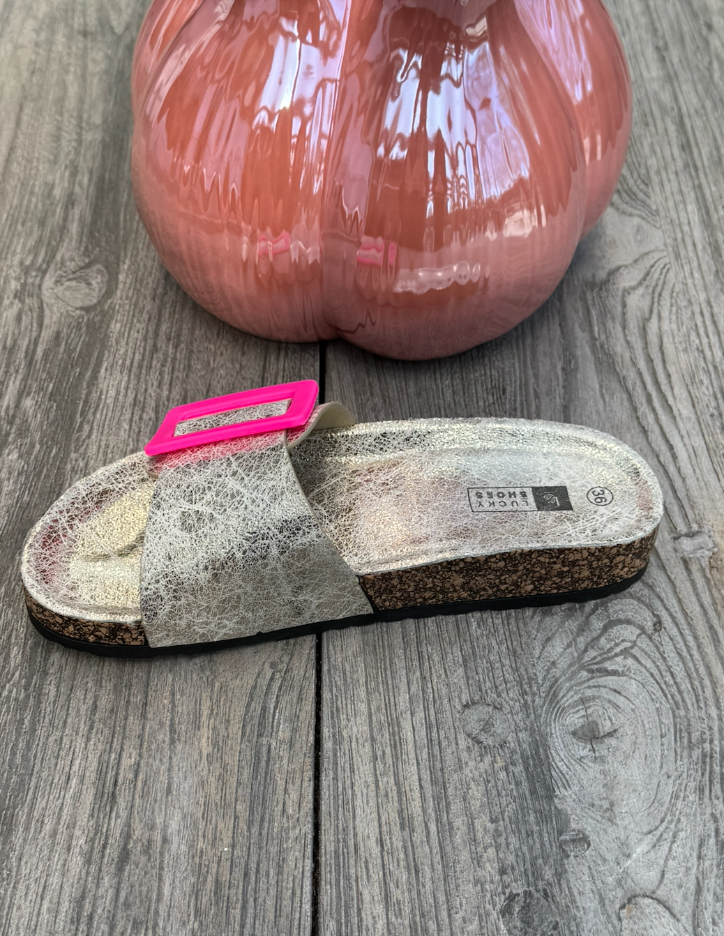 Golden Slipper met roze gesp #LS310