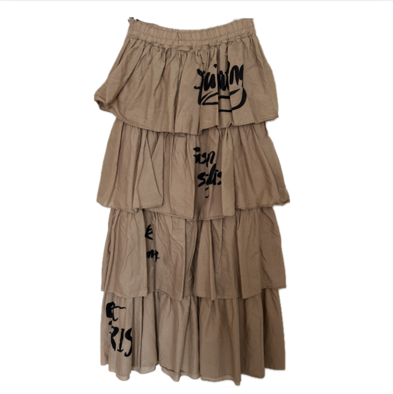 Lange Zomerse Roesel Rok met print OS 36/42