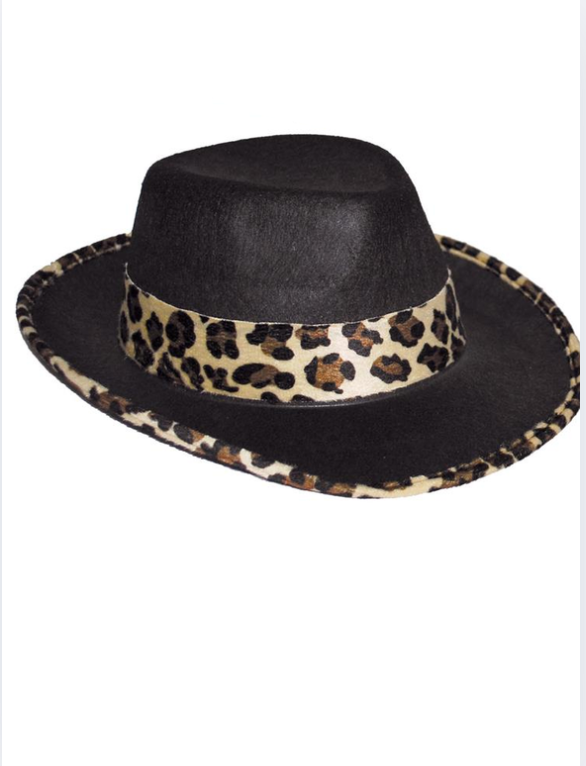 Zwarte Maffia hoed met luipaard print