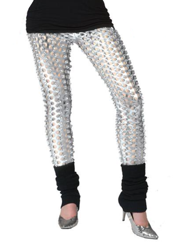 Legging in zilver met gaatjes