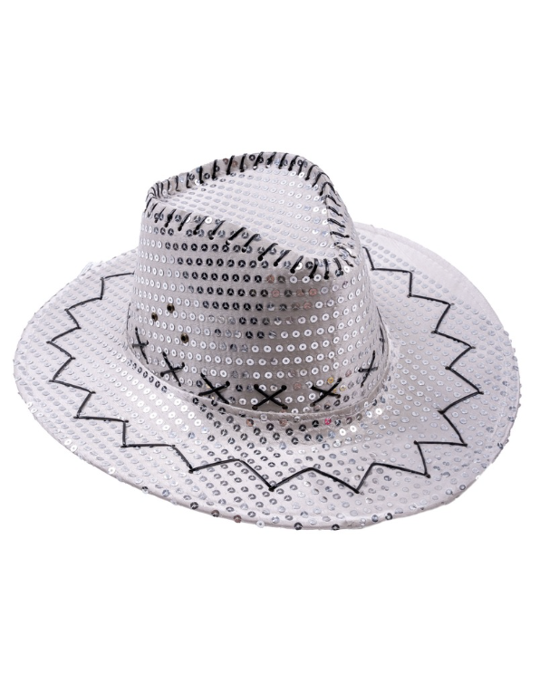 Cowboyhoed pailletten Zilver