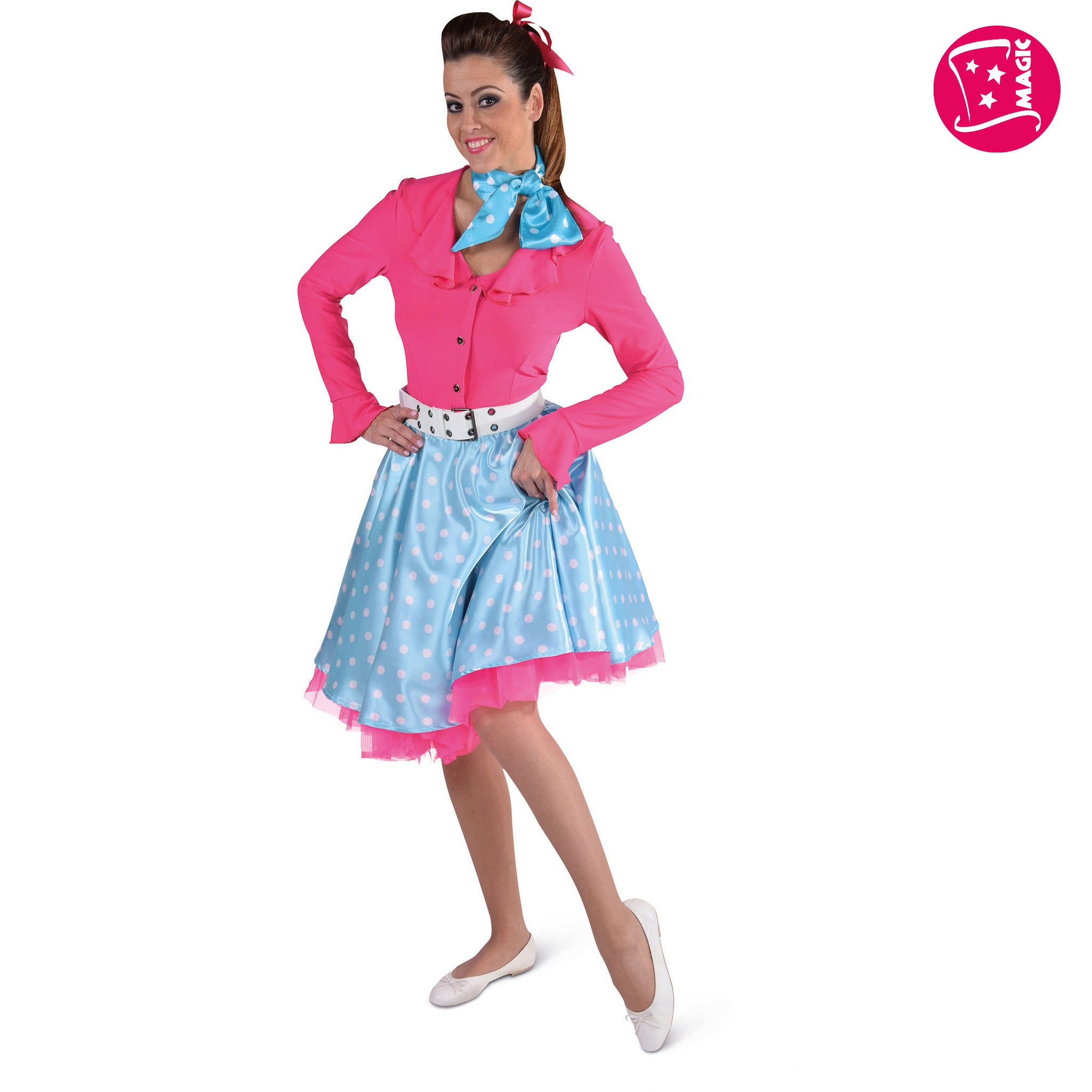 Rock 'n roll rok turquoise wit
