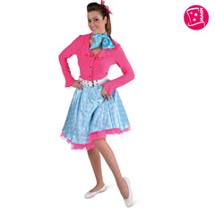 Rock 'n roll rok turquoise wit