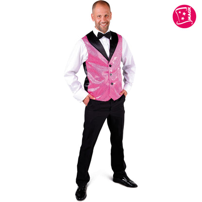 Gilet pailletten pink