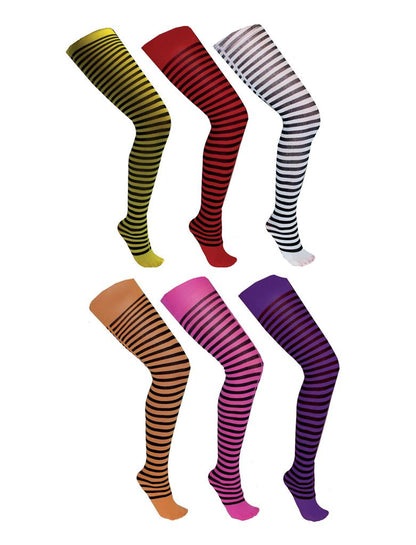 Paars zwart gestreepte panty