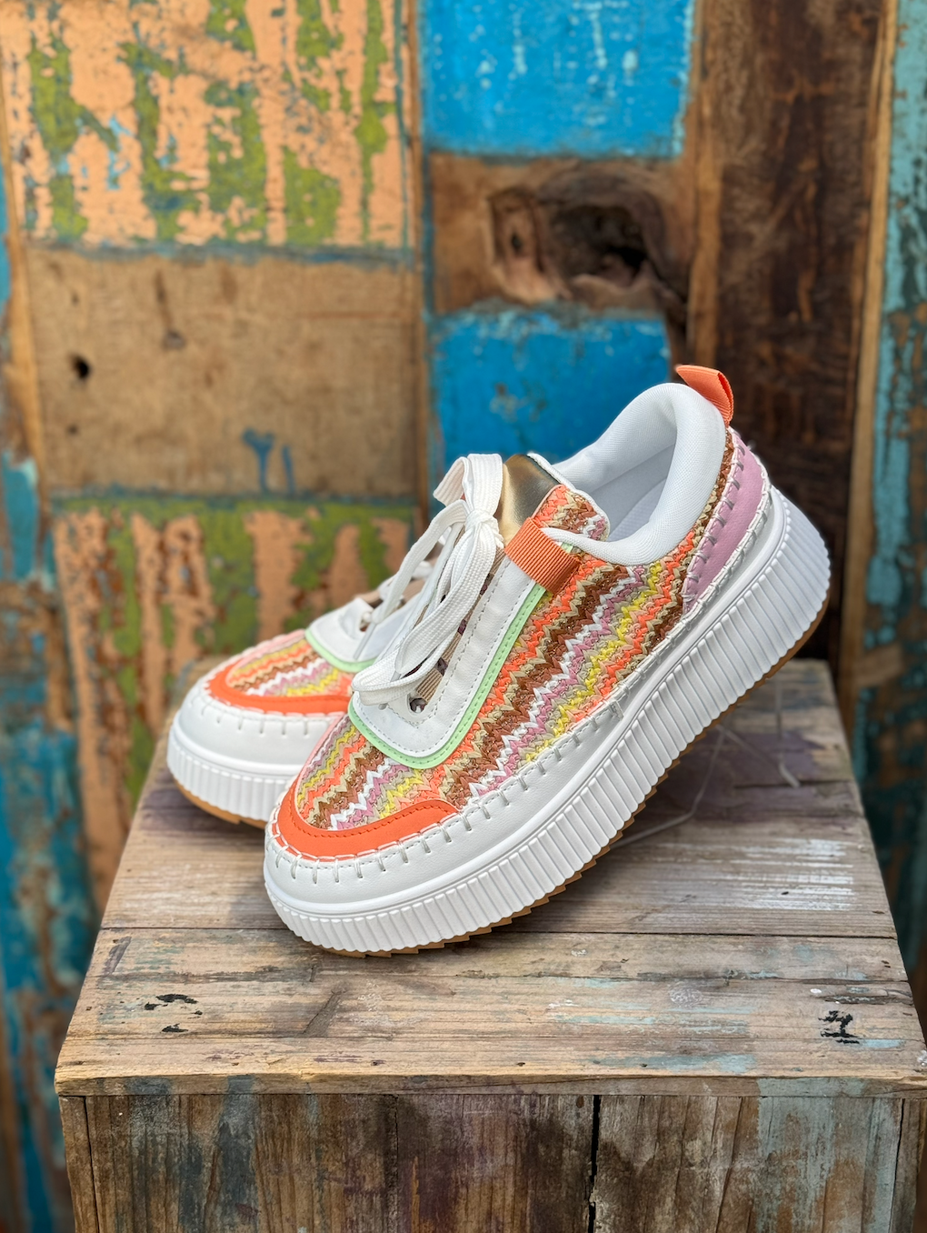 Colour Woven Sneaker in vrolijke voorjaars tinten #8-137
