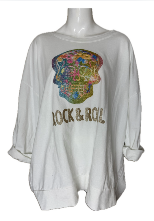 Longsleeve oversized wit met applicatie