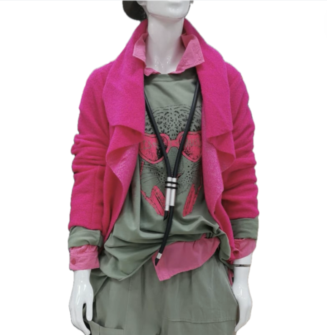 Fuchia Roze Dames jasje one size