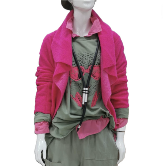 Fuchia Roze Dames jasje one size
