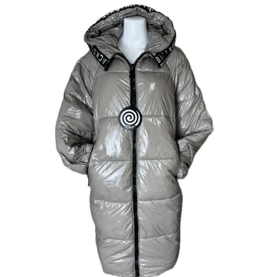 Taupe kleurige volle donzige Parka