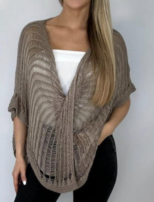 Cross Front gebreide Oversized Top one size fits all.