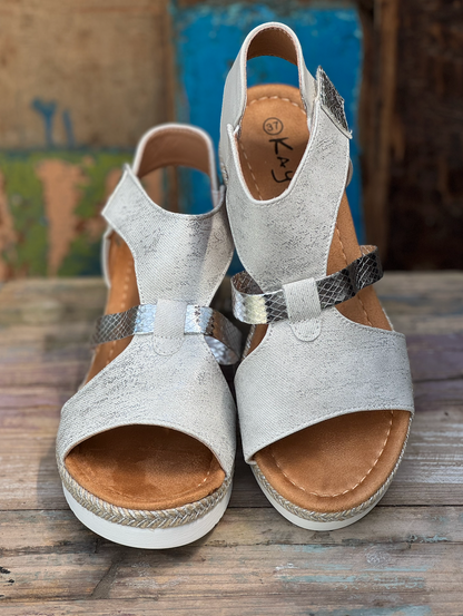 Trendy Zomers Sleehak Wit/Silver #KA25-22