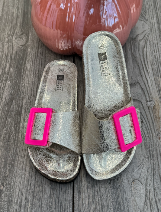 Golden Slipper met roze gesp #LS310