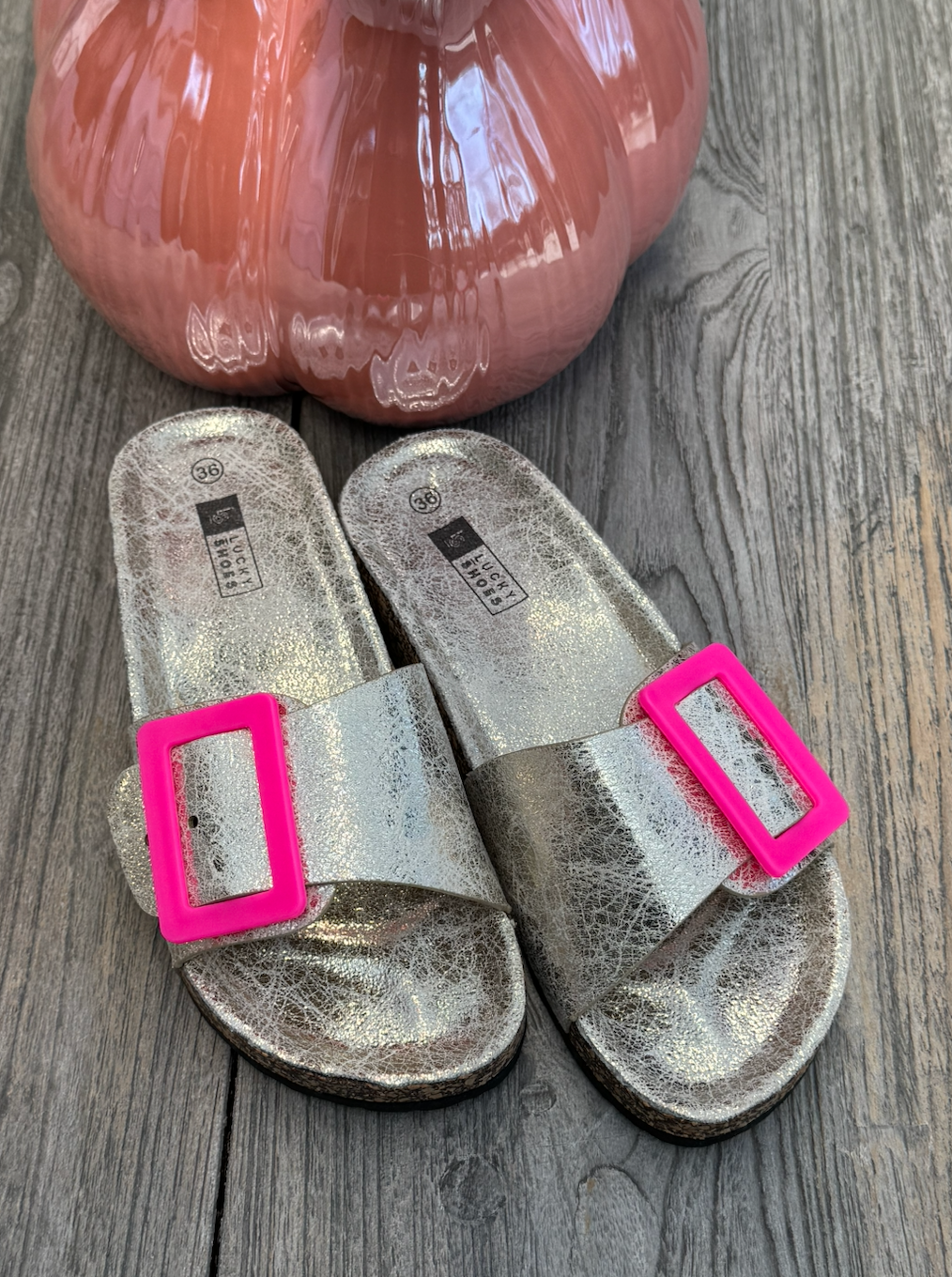 Golden Slipper met roze gesp #LS310