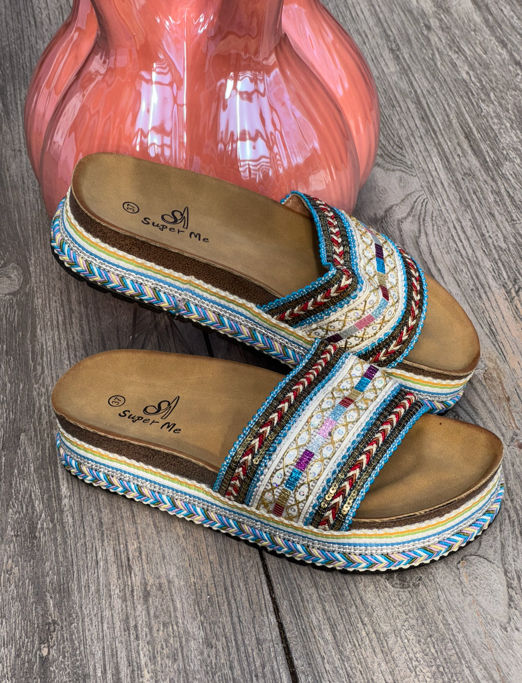 Bohemian Plateau Slippers Blauw #AM229