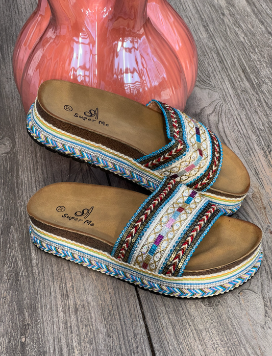 Bohemian Plateau Slippers Blauw #AM229