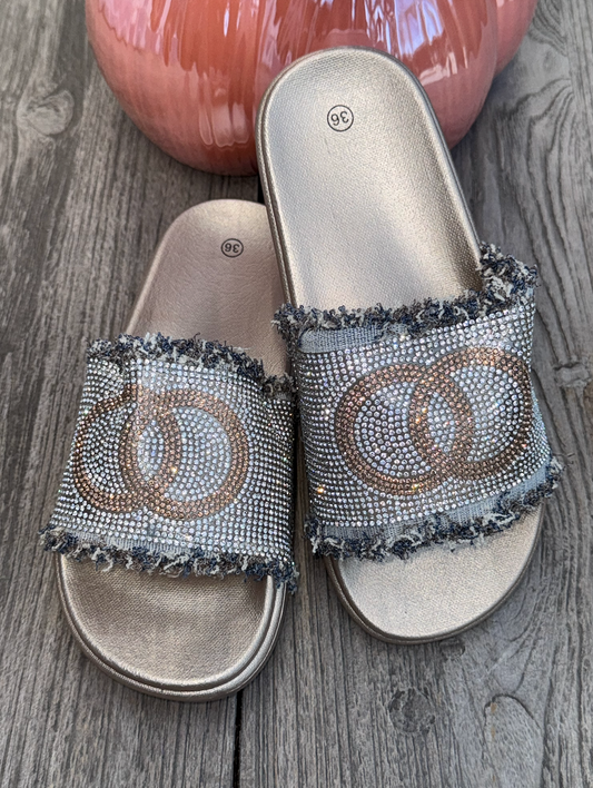 Bling Bling jeans Badslipper met soft zool #AM259