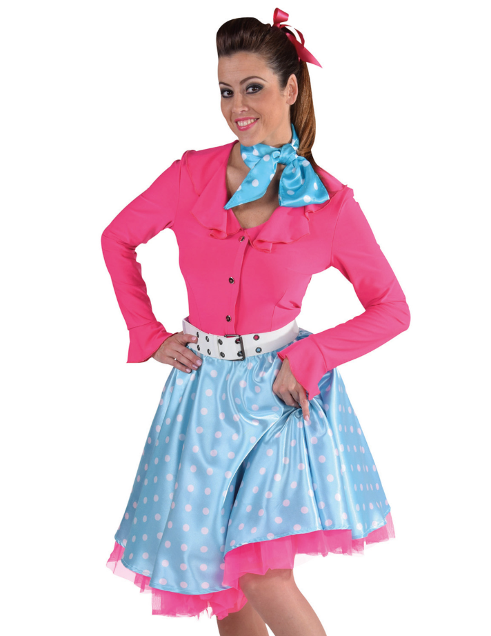 Rock 'n roll rok turquoise wit