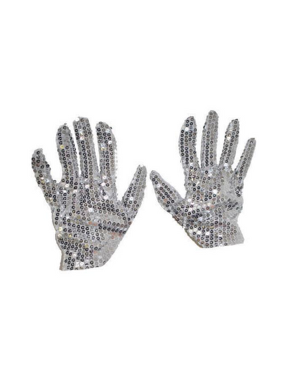 Zilver glitter handschoenen met pailletten