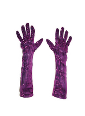 Paarse glitter handschoenen met pailletten 45cm