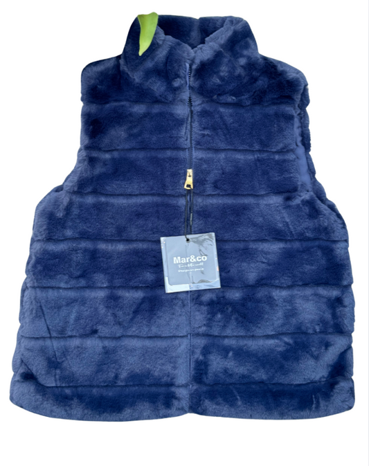 Fluffy zachte Bodywarmer Navi Blauw
