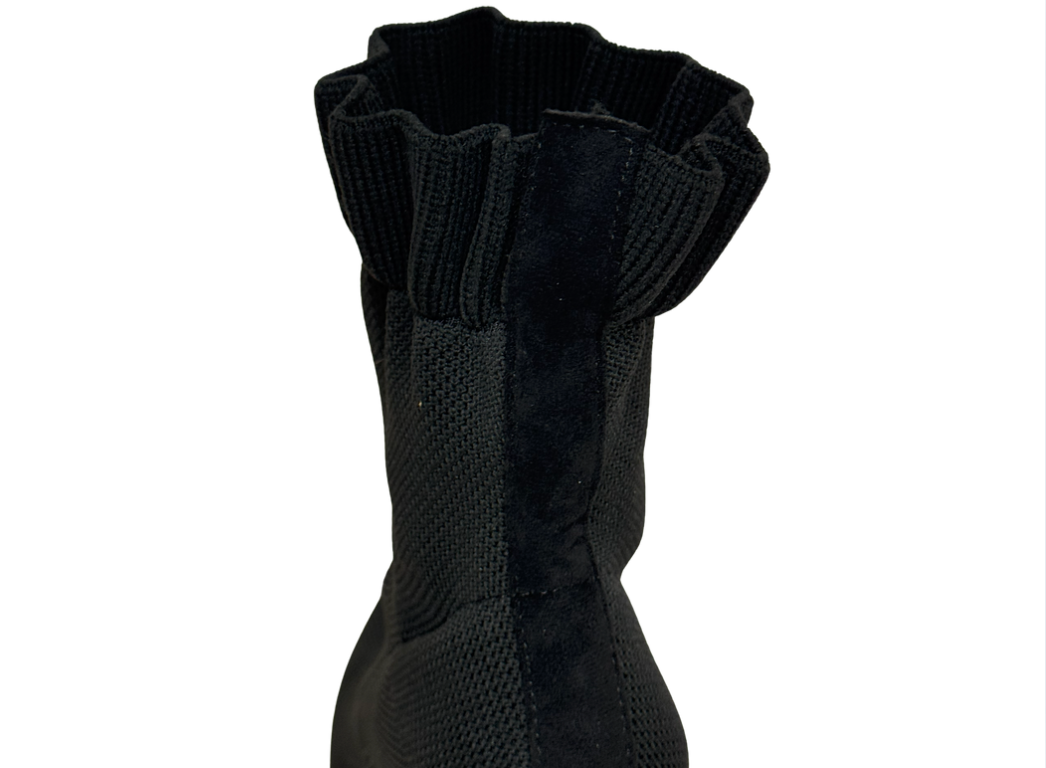 Zwarte Stretch High Heels Enkellaarsjes #0503