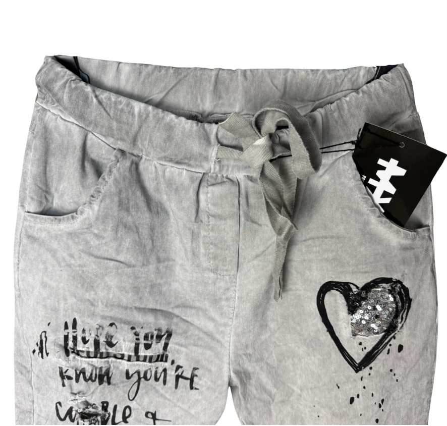 Grijze Bi-Stretch Jogger met print One size 38/42