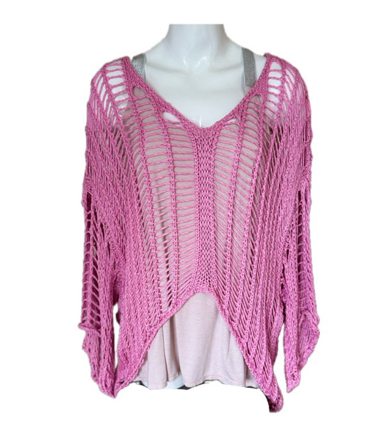 BOHO Oversizede gehaakt top met korte mouwen one size