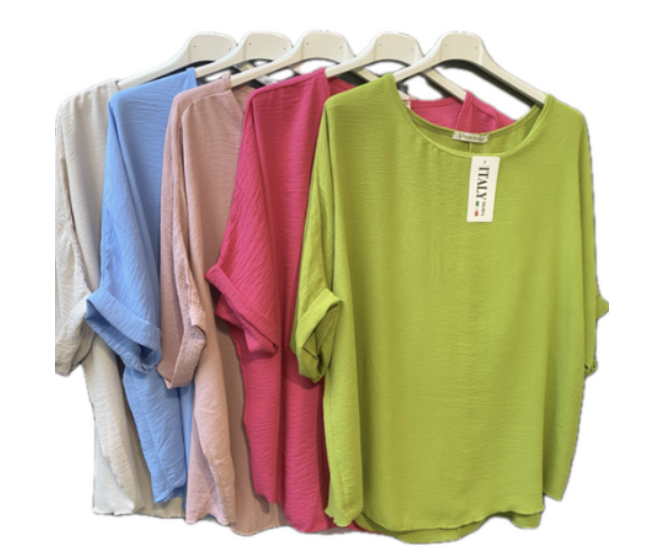 Uni Shirt met omslag mouw in diverse kleuren