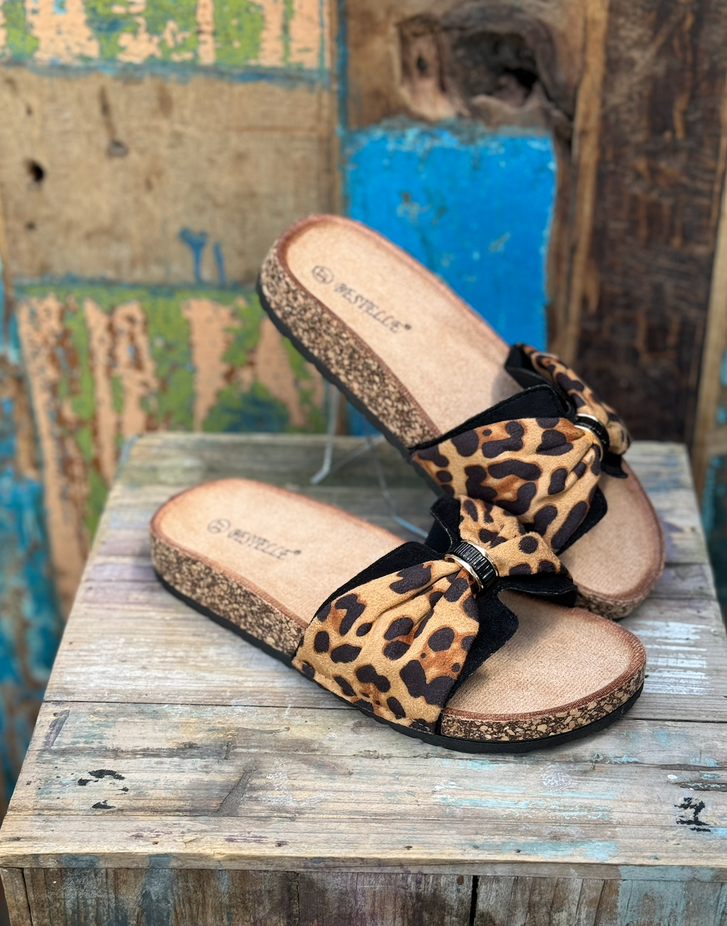 Ibiza Black leopard Slippers #LS148