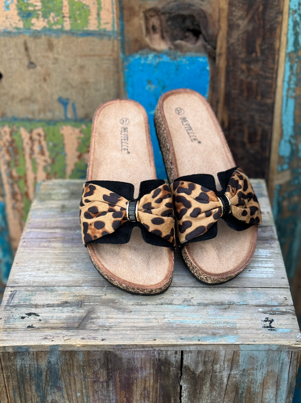 Ibiza Black leopard Slippers #LS148