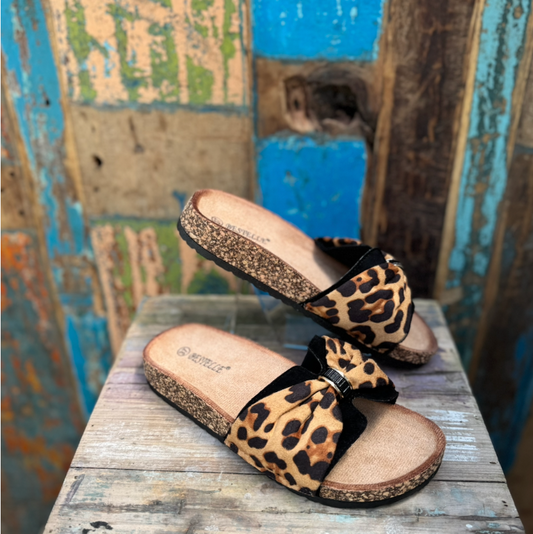 Ibiza Black leopard Slippers #LS148