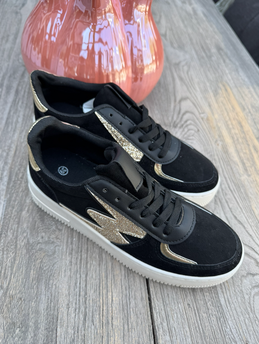 Super gave Zwarte Sneaker met goud #8-53