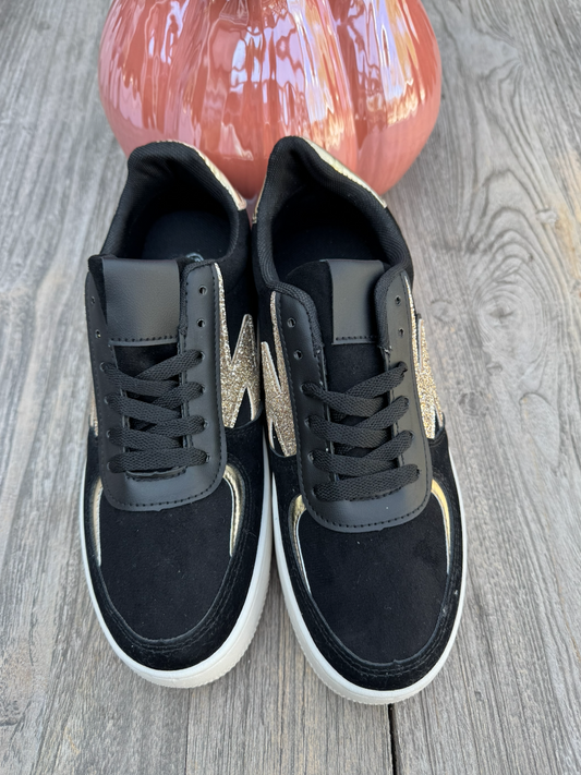 Super gave Zwarte Sneaker met goud #8-53