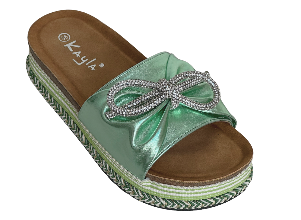 Ibiza Shiny Green Slippers #L1033