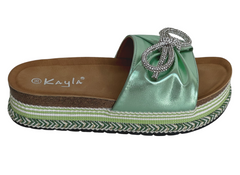 Ibiza Shiny Green Slippers #L1033