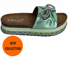 Ibiza Shiny Green Slippers #L1033