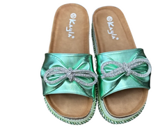 Ibiza Shiny Green Slippers #L1033